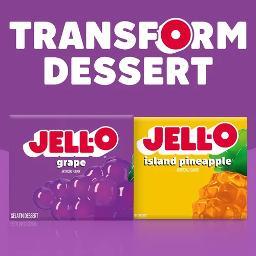 Vista 7 de Jell-O Mezcla de postre de gelatina de uva, caja de 3 onzas