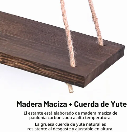 Vista 6 de Juego de 2 estantes colgantes de pared, estilo bohemio, triangular, acabado de madera, montaje en pared, 2 estantes, sala de estar, dormitorio