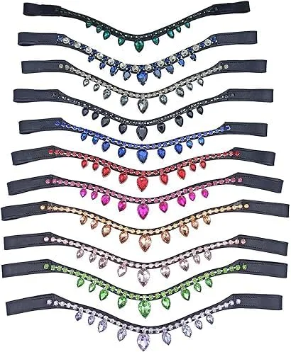 Vista 5 de Wonder Wish Leather Horse Browband Stunning Crystals & Leather Browband
