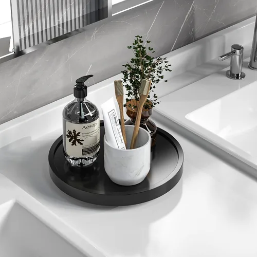 Vista 18 de Lazy Susan Organizador de bambú antideslizante de 9 pulgadas Lazy Susan Beige