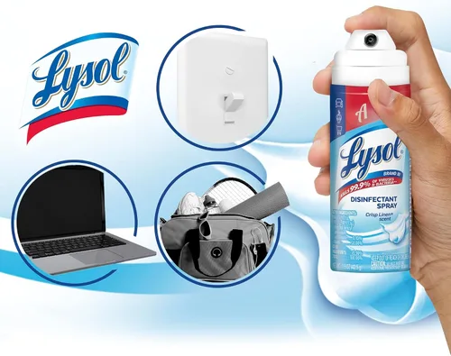 Vista 4 de Lysol Spray desinfectante para llevar, lino crujiente, 1.5 onzas (paquete de 3)