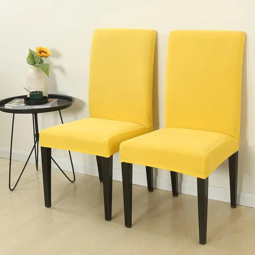 Vista 3 de Chickwin Juego de 2 fundas para sillas de comedor, fundas elásticas Parsons con dobladillo elástico, fundas lavables para sillas de cocina sin