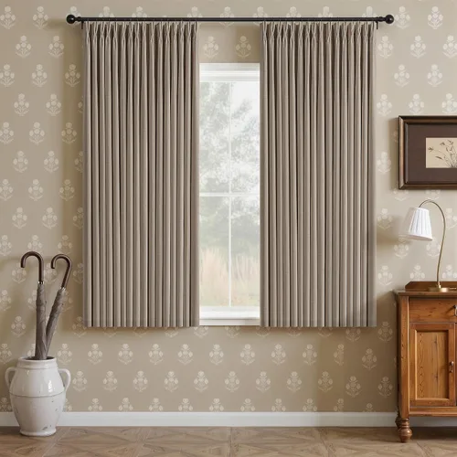 Vista 87 de Cortinas opacas de lino plisado natural de 96 pulgadas de largo