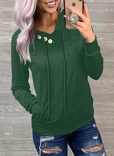 Vista 2 de Dokotoo - Sudaderas casuales de manga larga con capucha para mujer, con cordón y bolsillos