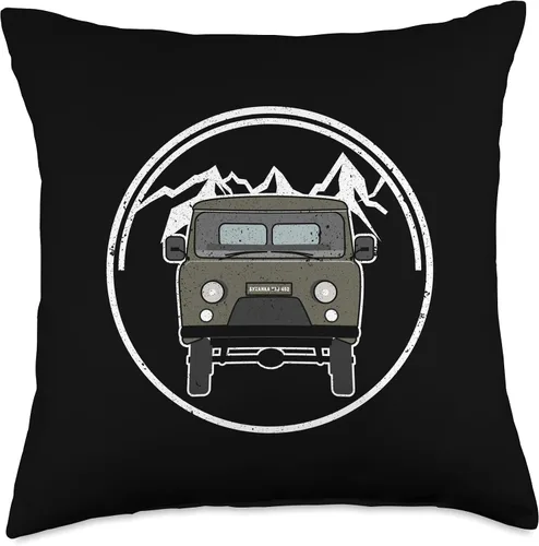 Vista 5 de UAZ Buchanka 452 Offroad Minivan Geländewagen Buchanka UAZ 452 Off-Road 4x4 Minivan - Almohada de campamento, 16 x 16 pulgadas, multicolor