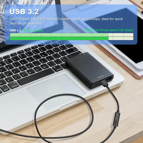 Vista 7 de Cable de extensión USB de 1 pie, repetidor USB 3.0 USB macho a hembra con amplificador de señal, cable activo para impresoras, teclados, consola