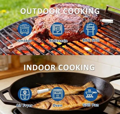Vista 4 de Termómetro inteligente para carne, 656 pies, alcance remoto, termómetro digital para cocinar alimentos con sonda inalámbrica, lecturas en tiempo