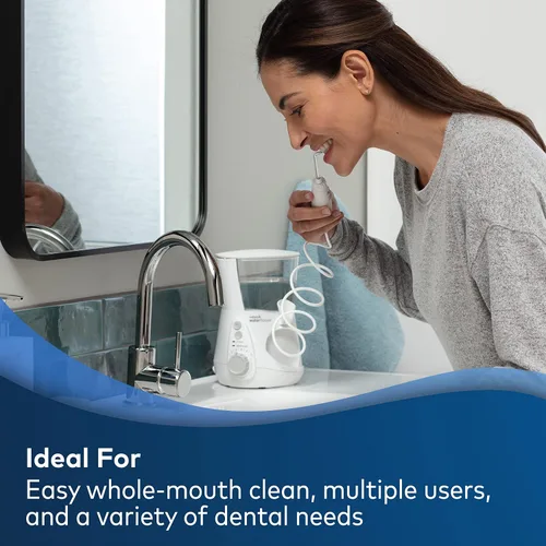 Vista 6 de Waterpik Irrigador dental avanzado inalámbrico para dientes, encías, aparatos ortopédicos, cuidado dental con bolsa de viaje y irrigador dental