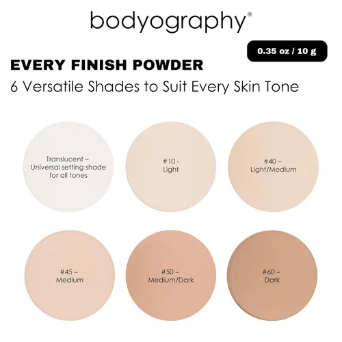Vista 2 de Bodyography Every Finish - Polvo prensado microfino, medio ligero, polvo facial multiusos con ceramida 2 y dermaxyl, textura ligera y sedosa