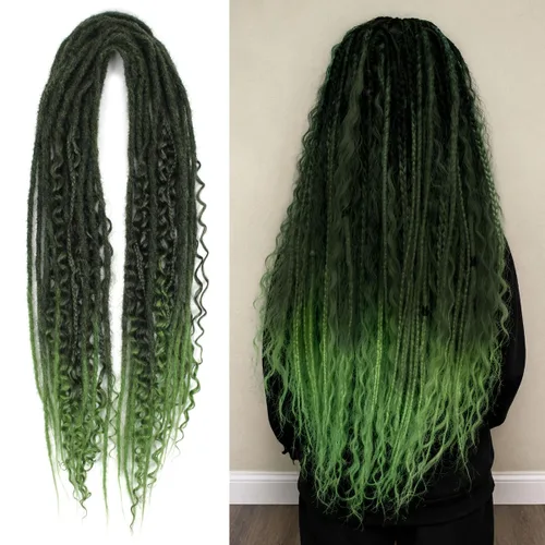 Vista 19 de Kraler Extensiones de Rastas Azules de Doble Extremo de 18 Pulgadas, 20 Hebras Sintéticas DE Extensiones de Rastas Hechas a Mano, Estilo de Rastas