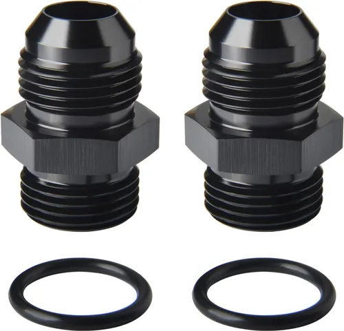 Vista 22 de 4AN macho a 4AN ORB con junta tórica Boss adaptador de riel de bomba de combustible de aluminio negro