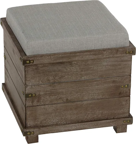 Vista 4 de Cortesi Home Scusset - Bandeja otomana de almacenamiento en tela y madera, gris, 15.75 pulgadas de ancho x 15.75 pulgadas de largo x 15.5 pulgadas