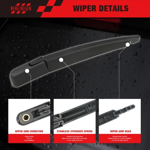 Vista 4 de Juego de Brazo y Escobilla Limpiaparabrisas Trasero BERG REGEN® para Nissan Rogue 2013 2012 2011 2010 2009 2008 Juke 2016-2011 Accesorios