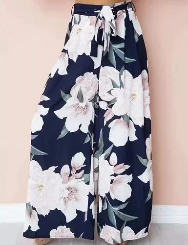 Vista 3 de TICOSA Pantalones de mujer con estampado Palazzo Lounge de pierna ancha casual con bolsillos