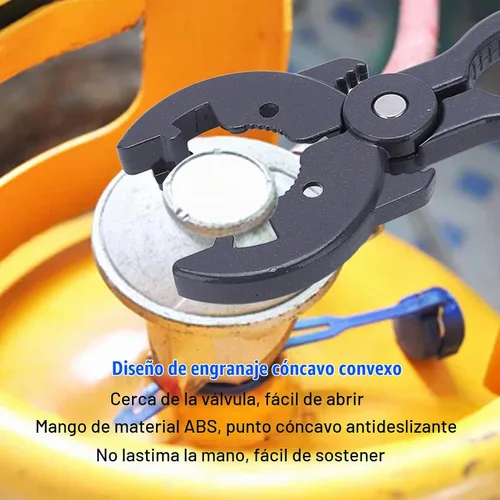 Vista 4 de Llave de válvula de cilindro de gas, herramienta de apertura ajustable multifunción para soldar fontanería aleación de aluminio negro ABS 1 paquete