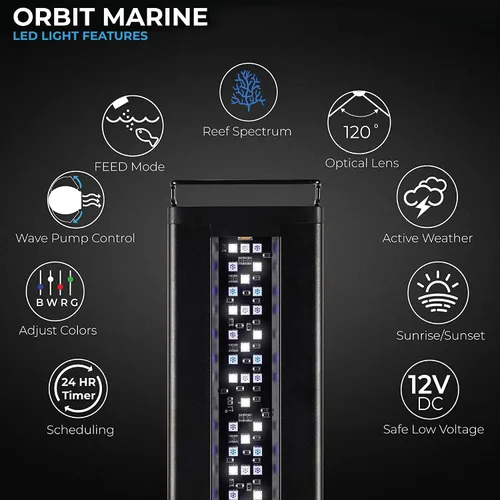 Vista 2 de Current USA Orbit Marine - Luz LED para acuarios, para tanques de peces de agua salada y arrecifes de coral. Control inalámbrico LOOP