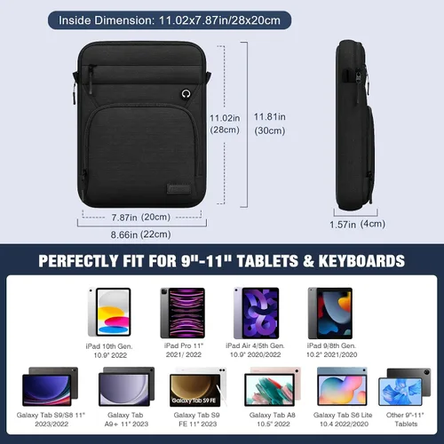 Vista 2 de MoKo Funda protectora para tablet de 9-11 pulgadas 360°, compatible con iPad Air M3 11, 5/4th 10.9, iPad A16 10/9/8/7th 10.2, iPadPro de 11