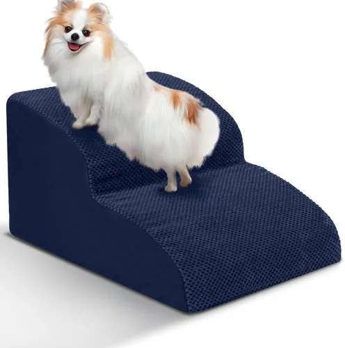 Vista 18 de Escaleras para Perros para Perros Pequeños - Rampa de Espuma de Alta Densidad, Pasos Extra Anchos para Mascotas con Fondo Antideslizante para Camas