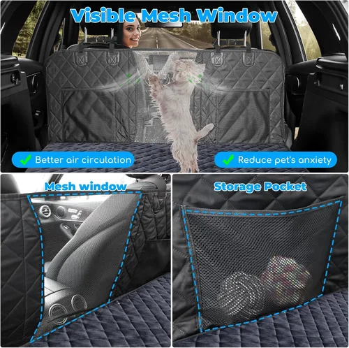 Vista 8 de URPOWER Extensor de asiento trasero para perros, funda de asiento de coche Todo negro