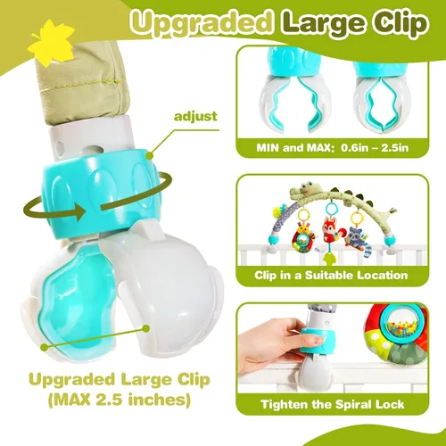 Vista 4 de Jollybaby Moisés cochecito móvil de juguete para bebé de 0 a 6 a 12 meses, juguete colgante de arco con clip para bebé, juguete Montessori sensorial