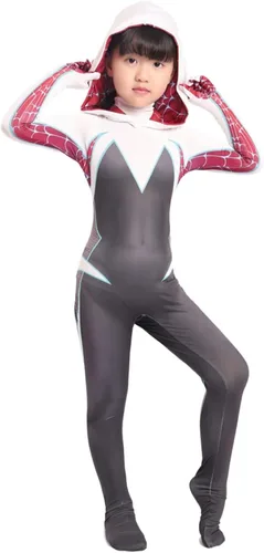 Vista 6 de KETLYA Disfraz de superhéroe fantasma para niñas disfraz de Halloween y cosplay con capa juego completo