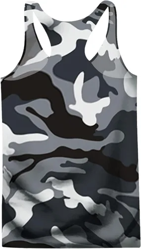 Vista 3 de WENKOMG1 Camiseta deportiva sin mangas para hombre, diseño de camuflaje, de secado rápido, camiseta musculosa