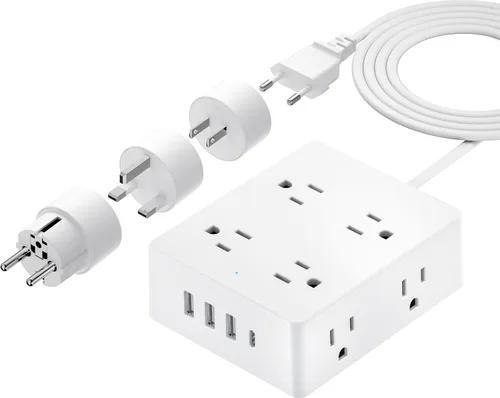 Vista 15 de Olcorife PD25W Mini adaptador de viaje, adaptador de corriente universal con 2 USB-C 1 USB-A, adaptador de enchufe internacional, esenciales