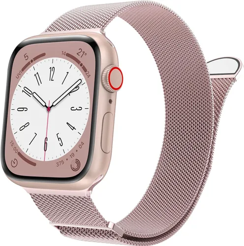 Vista 12 de Marge Plus Correa de malla de acero inoxidable cierre magnético para Apple Watch 7/6/5/4/3/2/1/SE de 1.5"/1.58"/1.61"/1.65"/1.73"/1.77" para A- Luz
