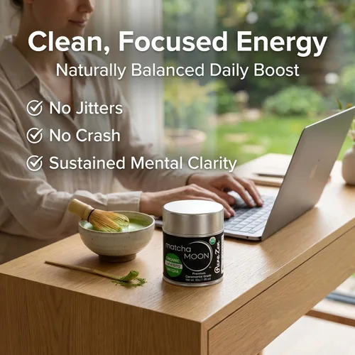 Vista 7 de Matcha Moon Pure Zen Ceremonial Grade Matcha Powder Té verde japonés tradicional orgánico orgánico USDA Primera cosecha Uji Kyoto Proveniente