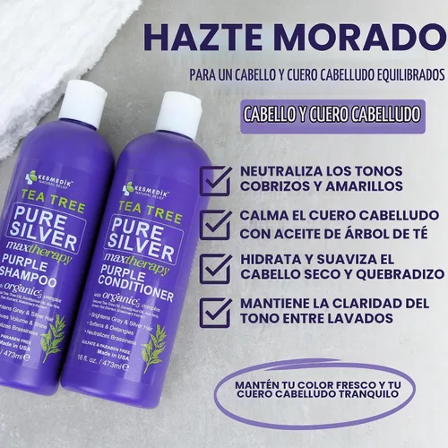 Vista 6 de Juego de champú y acondicionador de árbol de té morado para cabello