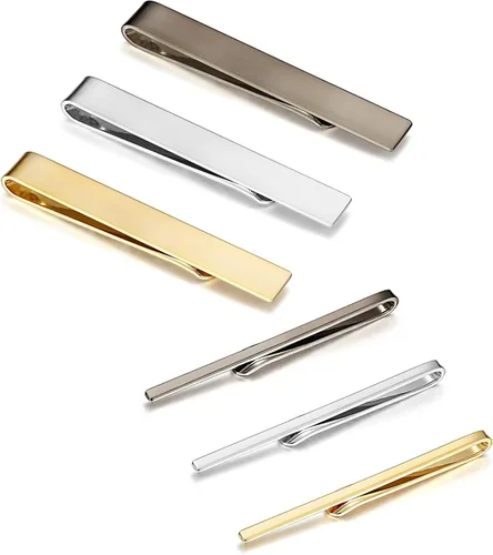 Vista 4 de FIBO STEEL 10 clips de corbata para hombres boda negocios barra de corbata con caja
