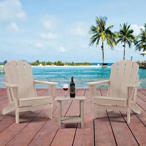 Vista 7 de Apolimi Adirondack - Mesa auxiliar para exteriores, mesa auxiliar de patio resistente de 2 niveles resistente a la intemperie, mesa auxiliar sólida