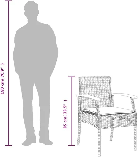 Vista 6 de 5-Piece Patio Dining Set Outdoor Furniture Grey Synthetic PE Rattan Modern Design for Garden, Balcony, and Porch