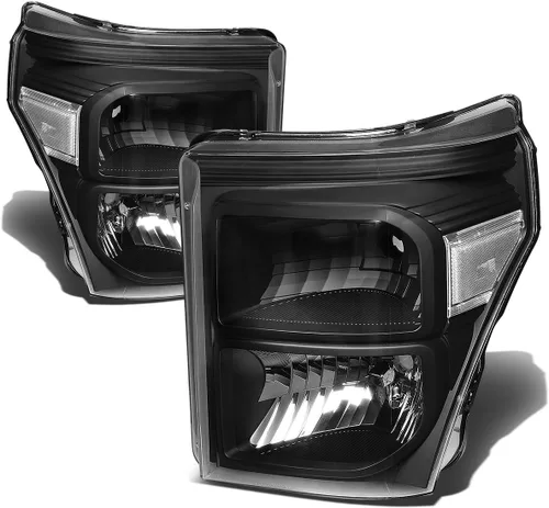 Vista 9 de DNA MOTORING Conjunto de faros delanteros compatible con 11-16 F-250 / F-350 / F-450 / F-550 Super Duty, ámbar negro, HL-OH-FSU13-BK-AM