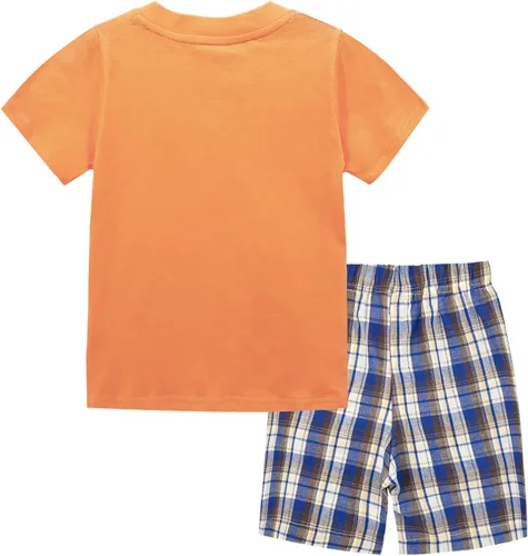 Vista 2 de Conjunto de ropa de algodón para niños pequeños y niñas de manga corta camiseta y pantalones cortos