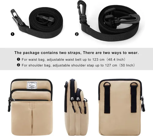 Vista 2 de Kamo Bolso Multifuncional para Teléfono de Un Solo Hombro, Bolso de Cintura para Teléfono, Bolso Diagonal Cruzado, Estuche para Teléfono Inteligente