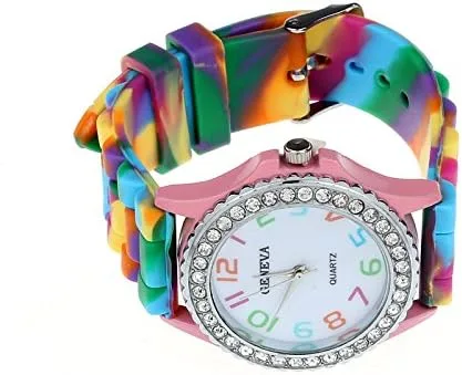 Vista 3 de Reloj analógico de cristal digital brillante para mujer, reloj analógico de cuarzo de silicona para enfermeras