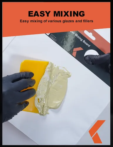 Vista 4 de KREFINISH Esparcidores de Relleno Corporal (3 Tamaños, 15 Piezas) - Esparcidor Plástico Reutilizable Amarillo para Rellenos Automotrices, Masillas