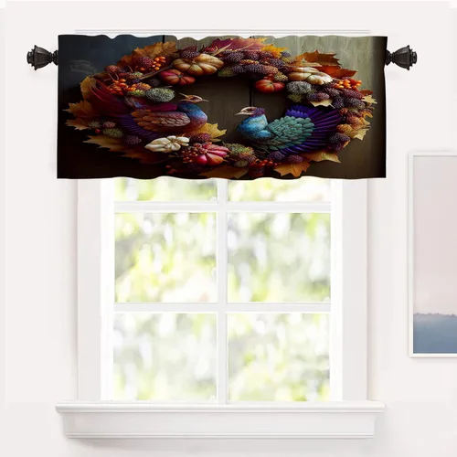 Vista 40 de Shrahala Art Nouveau Floral Pattern Blackout Curtain Tiers, Delicate Vine and Flower Design Kitchen Valance Light Blocking Tier Drapes with Rod