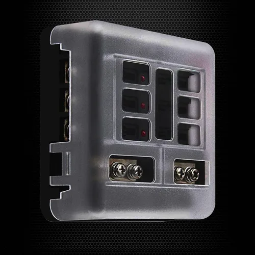 Vista 5 de Ampper Caja de fusibles de 6 vías con bus negativo, DC 12-24 V ATC/bloque de fusibles ATO con indicador LED, cubierta, tornillos y etiqueta adhesiva