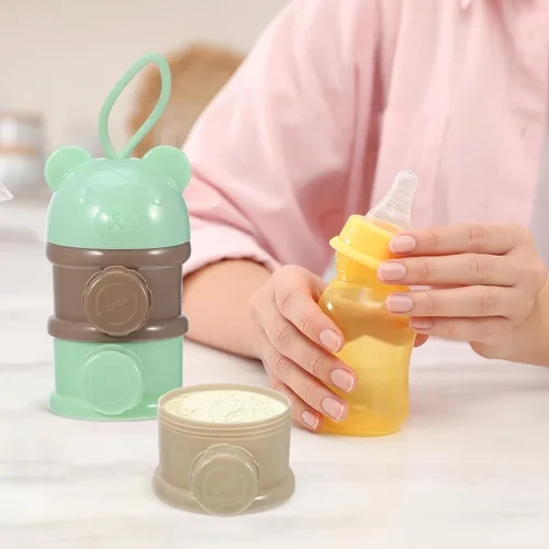 Vista 6 de Dispensador de fórmula: Contenedor de fórmula apilable de 4 compartimentos para viajes - Caja portátil de almacenamiento de leche para bebés