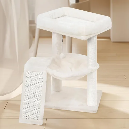 Vista 3 de YOUPET Árbol para gatos con poste para rascar para gatos de interior, torre para gatos con tablero para rascar y pelotas de juguete, torre de árbol