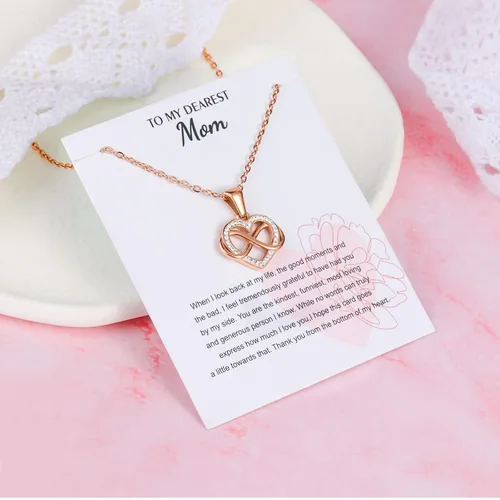 Vista 5 de CARITATE Collares de corazón infinito de oro para mujer, gargantilla con colgante de corazón de oro de 14 quilates para mujer, collar de cadena