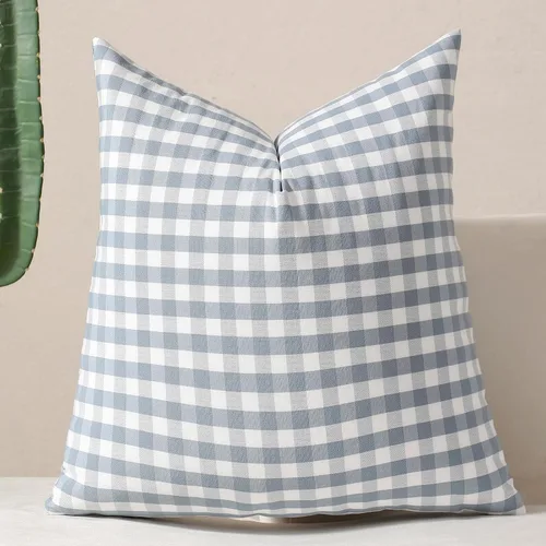 Vista 49 de vctops Fundas de almohada decorativas a cuadros azules de 12 x 20 pulgadas, funda de cojín lumbar de guingán para sofá, dormitorio