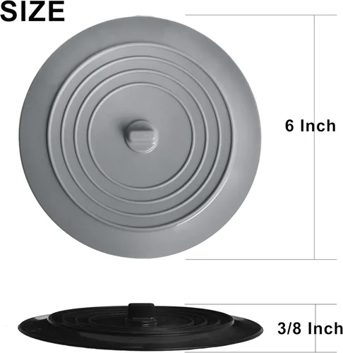 Vista 2 de Juego de 2 tapones para fregadero de cocina y bañera de 6 pulgadas, color negro y gris, para drenaje estándar de fregadero de cocina y desagüe