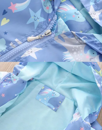Vista 3 de Feidoog Chamarras con capucha y cremallera para niños y niñas, con dibujos animados, para primavera y otoño