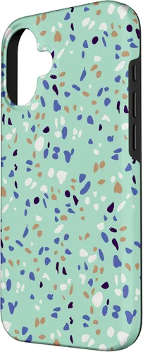 Vista 2 de Fun Vintage Green, Blue, White and Black Terrazzo Case for iPhone 16