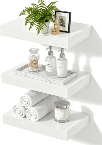 Vista 20 de Estantes flotantes de baño para pared, estantes de baño sobre el inodoro, estantes de pared y estante para libros, estante colgante, estantes