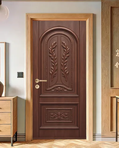 Vista 43 de FLFK Adhesivo para puerta – Puerta vintage beige, mural para despegar y pegar, tamaño combinado 30 x 80 pulgadas, dividido en 2 piezas Mt5423