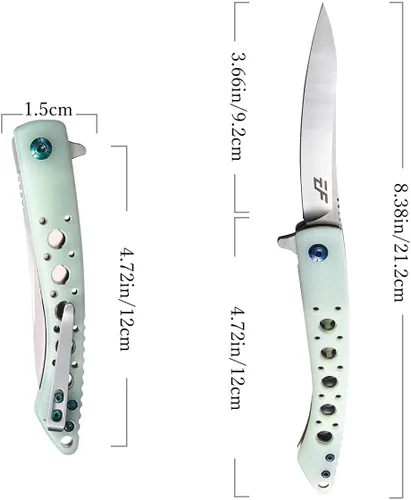 Vista 2 de Eafengrow EF943 EDC Cuchillo plegable D2 hoja de acero G10 Mango Flipper Cuchillos con clip de bolsillo para camping, senderismo, supervivencia al